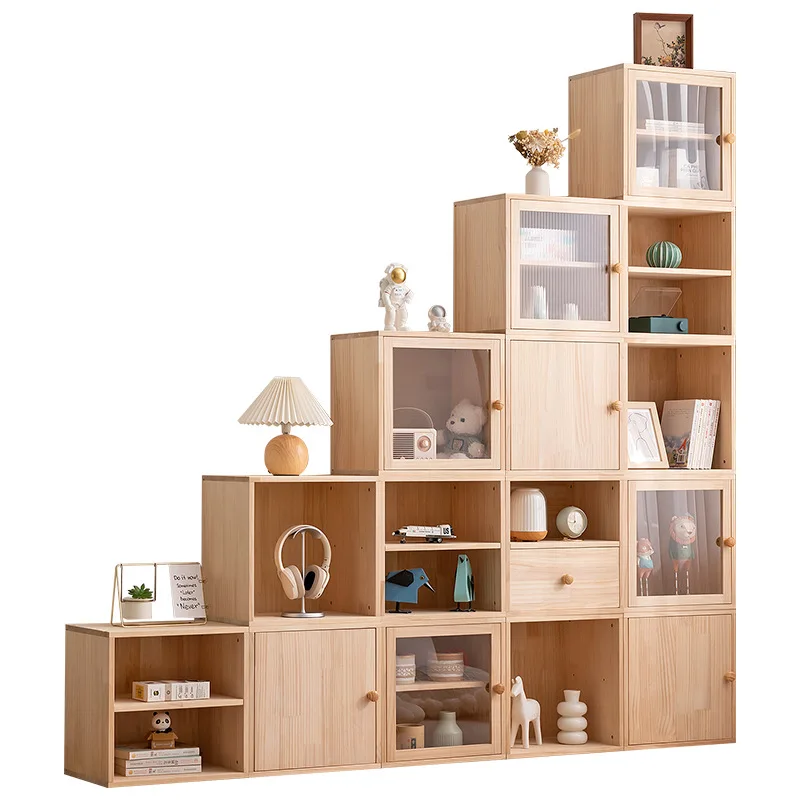 

Simple solid wood bookshelf Floor-to-ceiling children's reading area Wall shelf Living room Home