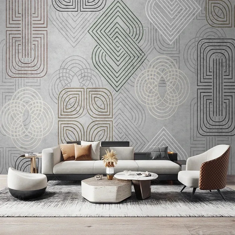 Abstract 3D Geometric Lines Wallpaper Nordic Style Wall Mural Modern Art Wall Paper for TV Background Bedroom Living Room