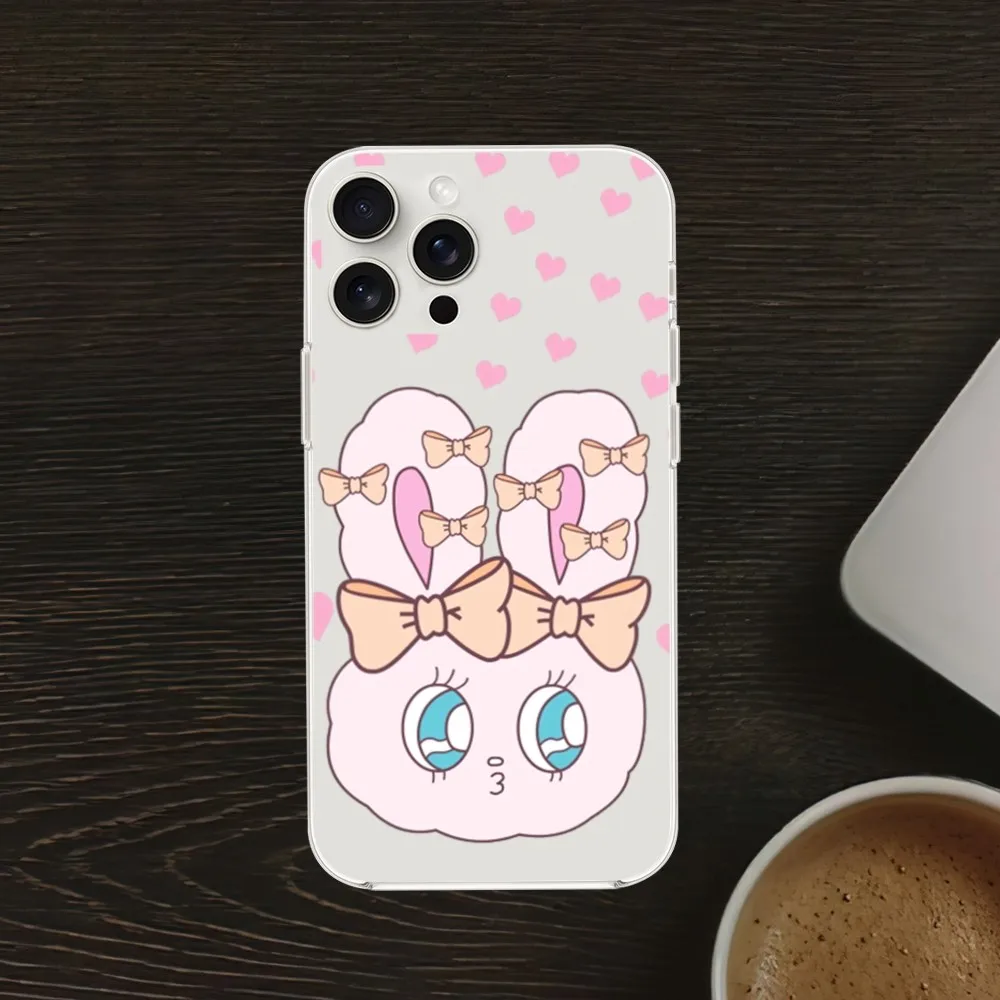 Korea Esther Bunny cute Phone Case For Samsung Galaxy S20 S21 S22 S23 A71 FE Lite Plus ULTRA Transparent Shell image 4