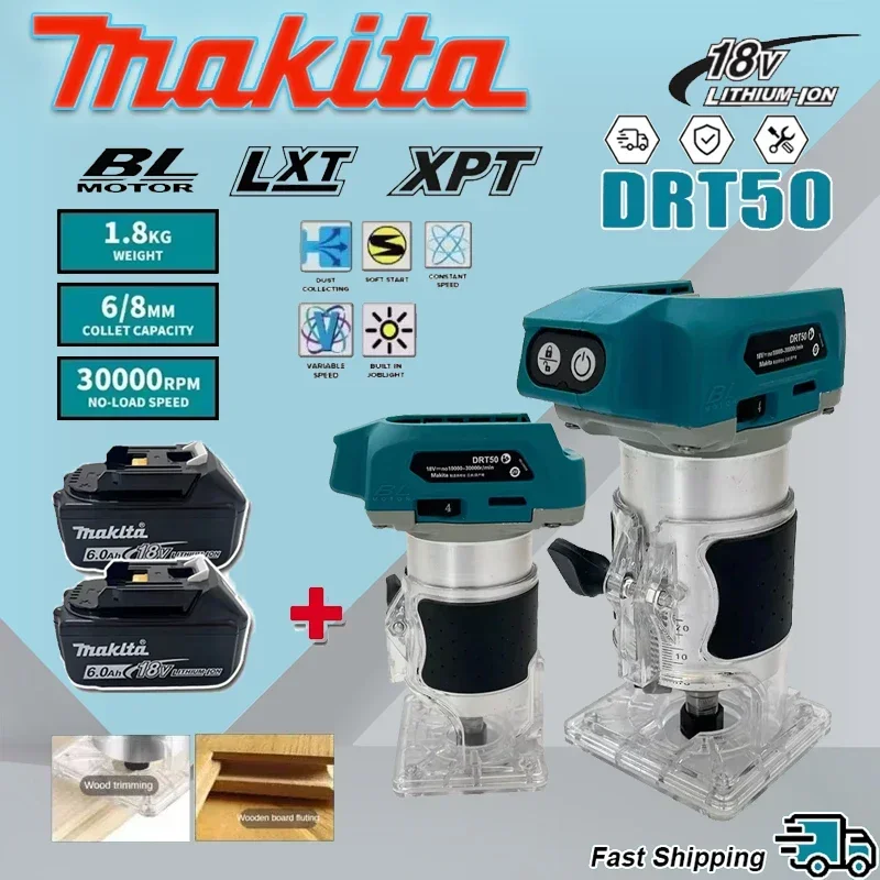 

Беспроводной фрезерный станок Makita DRT50 для обработки дерева, гравировки и нарезки пазов, аккумуляторный, бесщеточный