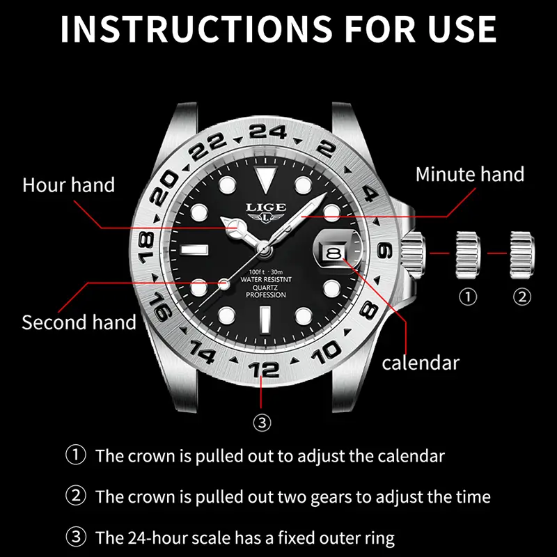 LIGE Hot Sell Men Watch Sport Mens Watches Top Brand Luxury  Military Waterproof Full Steel Quartz Clock Men Relogio Masculino - 4