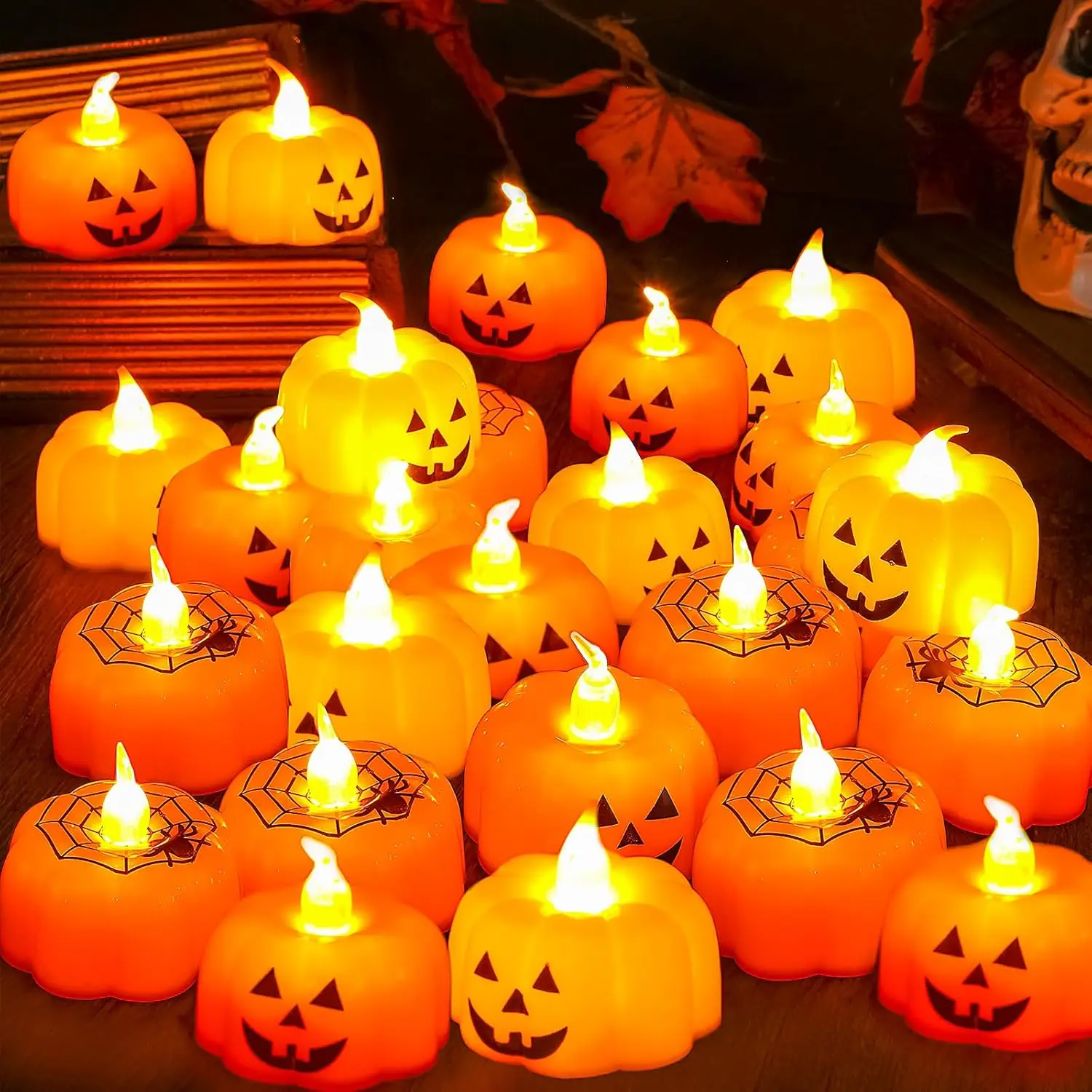 Halloween Pumpkin Candle Lights led Electronic Candle Lights Party Supplies Ornaments Night Lights Halloween Decorations