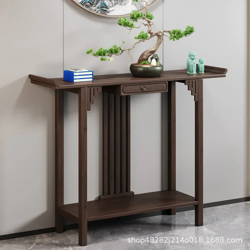 Chinese-style Offering Table For The God Of Wealth, Bamboo And Solid Wood Entrance Cabinet, Modern Living Room Buddhist Nich