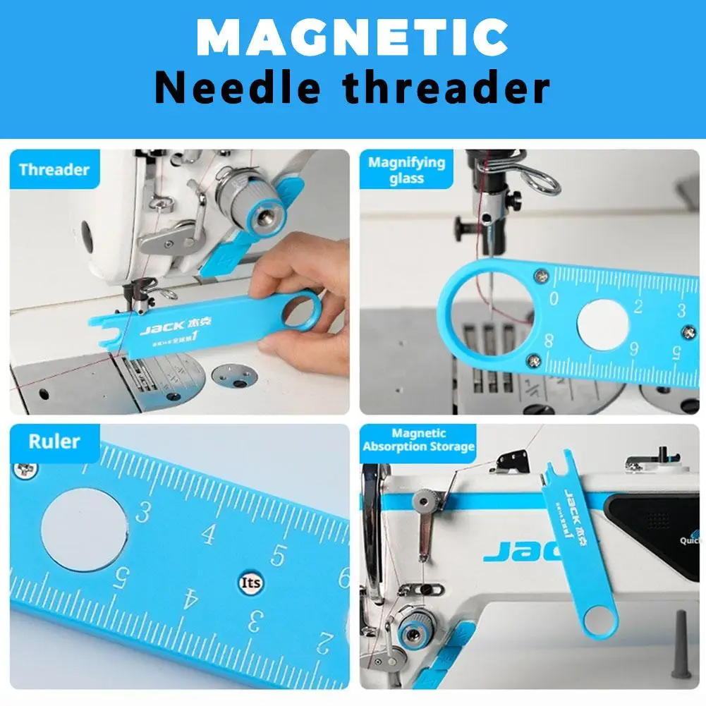Needle Threader 3rd Generation Anti-Stab Magnetic Storage Ruler Magnifier Multifunctional Sewing Accessory