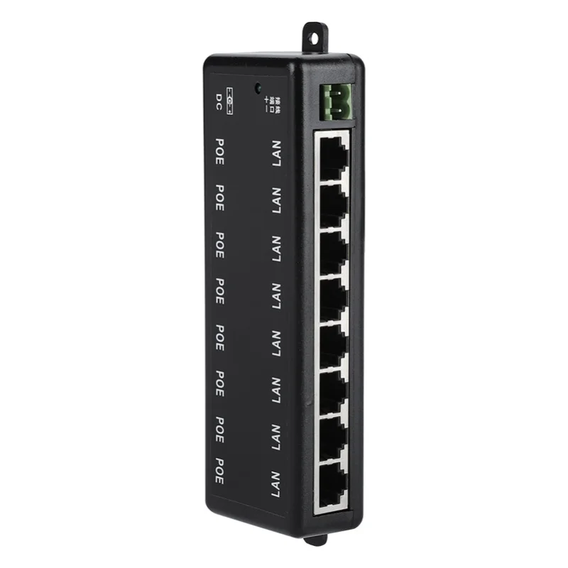 DC12V-48V 8 واجهات محول PoE السلبي الطاقة عبر إيثرنت POE وحدة إمداد الطاقة حاقن