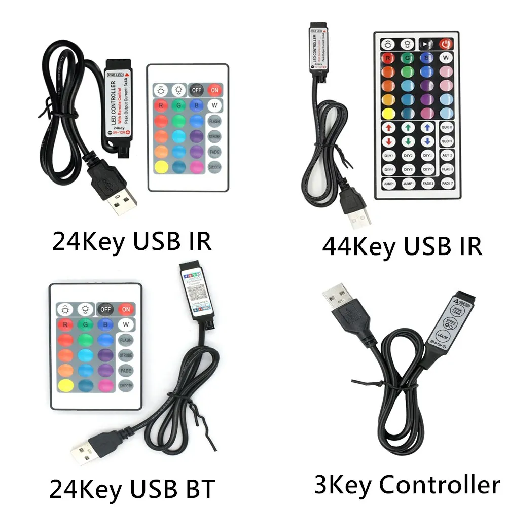 DC 5V USB LED Strip Light Bluetooth RGB Controller IR Remote Control Dimmer BT For 5050 2835 RGB LED Strip Light TV Backlight