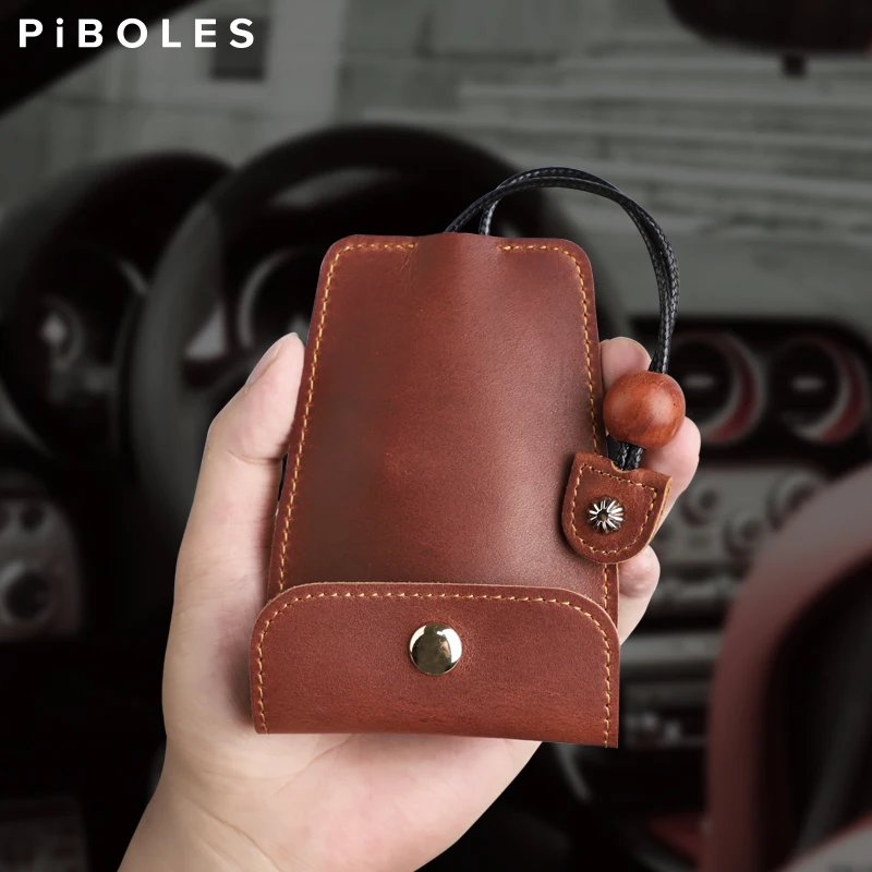 Genuine Leather Multifunctional Key Bag Female Pull-Out Key Bag Large Capacity Car Key Protection Sleeve Storage Bag