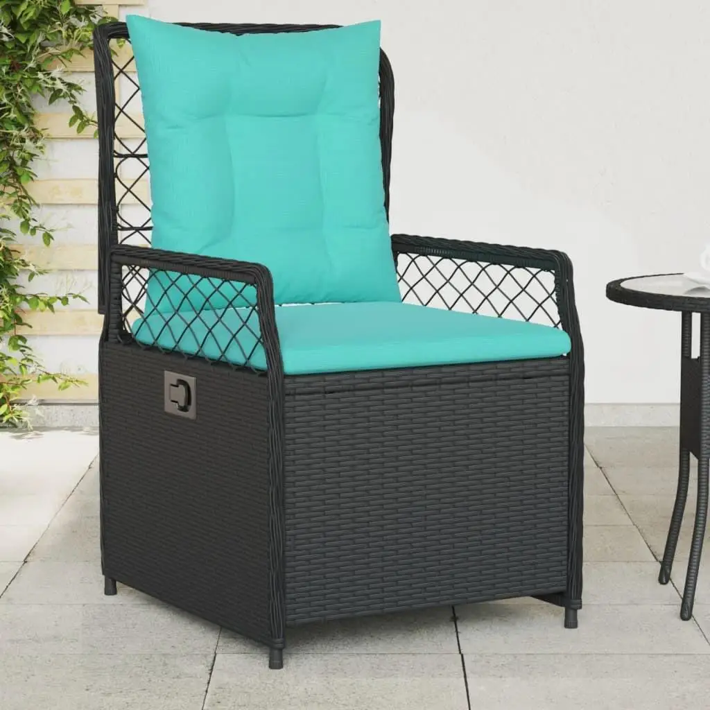 

Reclining Outdoor Patio Chair Black PE Rattan Adjustable Folding Lounge Seat for Garden and Deck