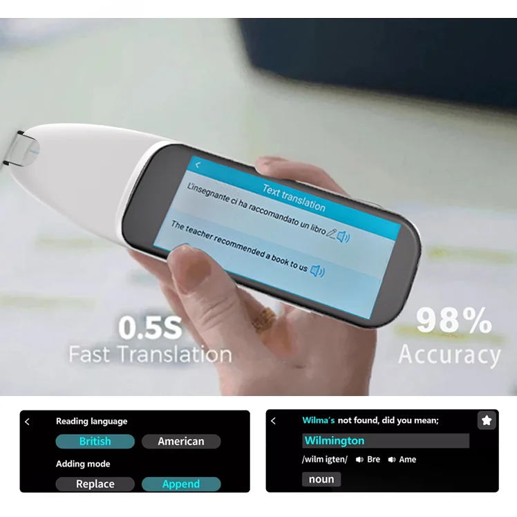 Máquina de aprendizaje inteligente AI, árabe, francés, coreano, japonés, traductor de idiomas, escáner electrónico, bolígrafo de diccionario