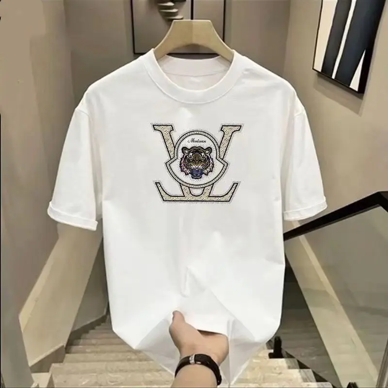 صيف جديد في بلايز تيز موضة الجولة الرقبة القطن عادية فضفاضة تناسب الرجال تي شيرتات قصيرة الاكمام نمط جديد تي شيرت رجل الملابس #2