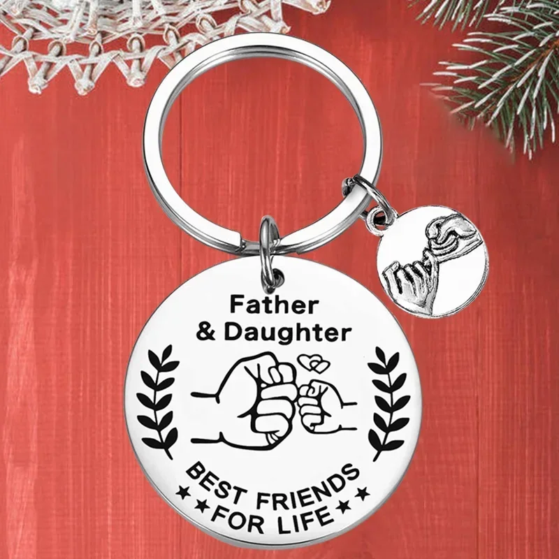 Metal Dad Gifts Keychain pendant Fathers Day key chain Dad Father Papa Birthday Gifts From Daughter Son