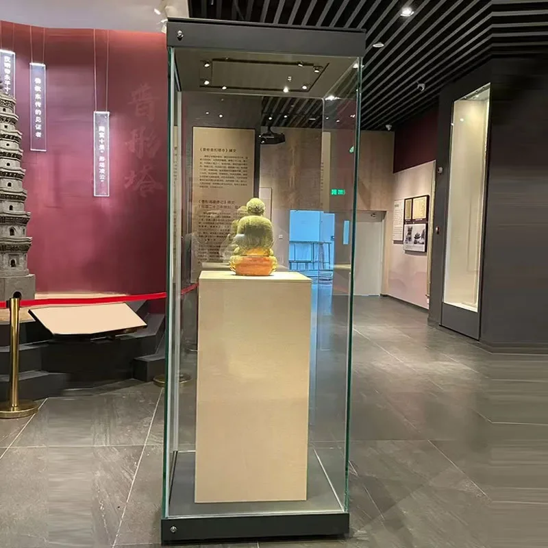 Museum Display Cabinet for Cultural Relics with Constant Humidity Control Glass Showcase Exhibition Stand for Artifacts