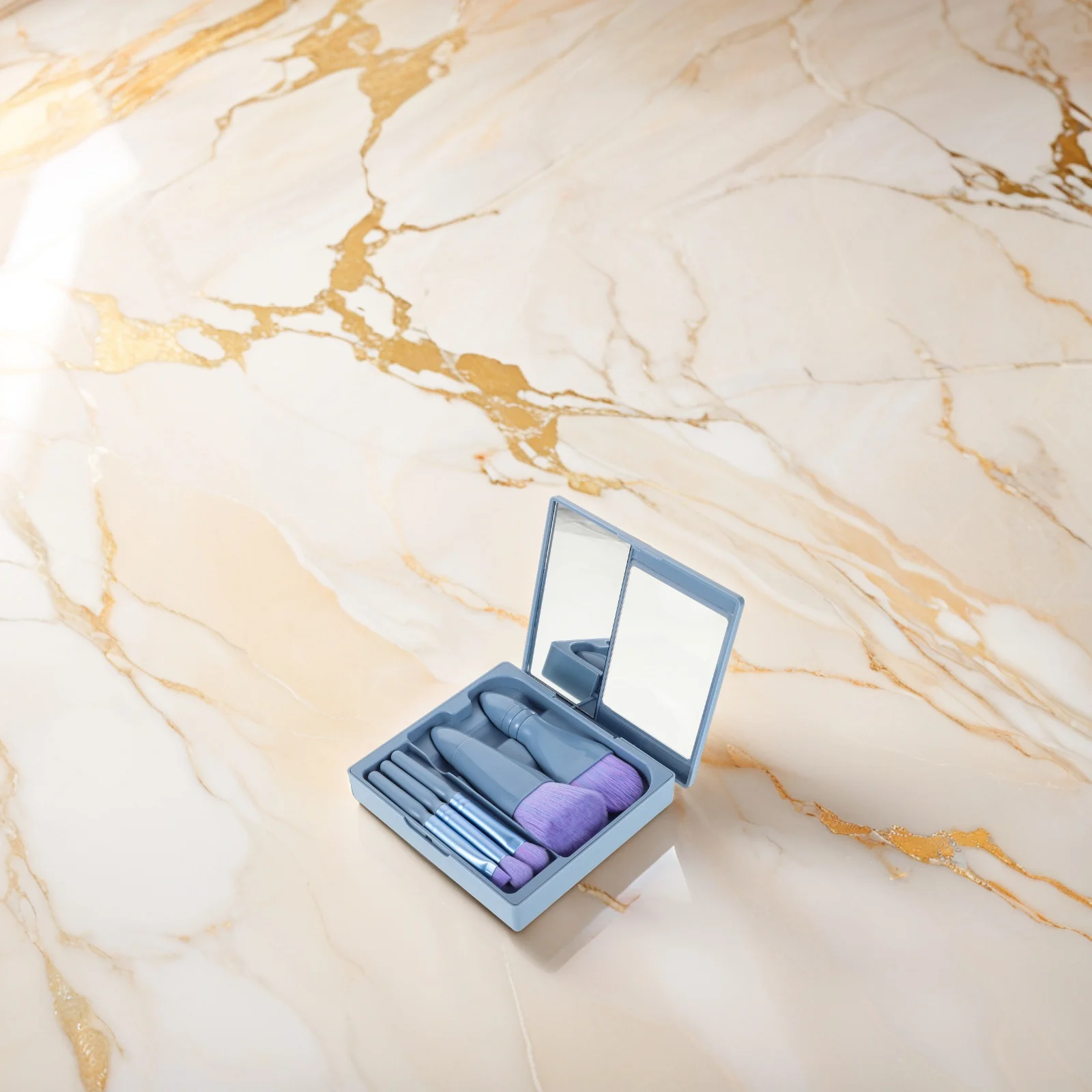 

1 Portable With Bristles For Foundation Eyeshadow Powder Mini Kit Compact Case Women Beauty Tools Facial