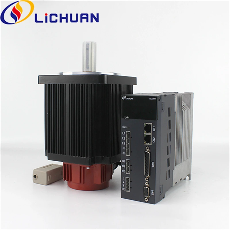 Lichuan Nema51 130mm Frame 1.5KW 1500rpm 10Nm 17 Bit Absoluted Encoder AC Servo Motor Driver Controller