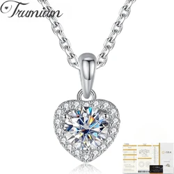 Trumium 1CT Moissanite Necklace for Women 925 Sterling Silver Heart Necklace Sparkling Birthday Wedding Jewelry with Certificate