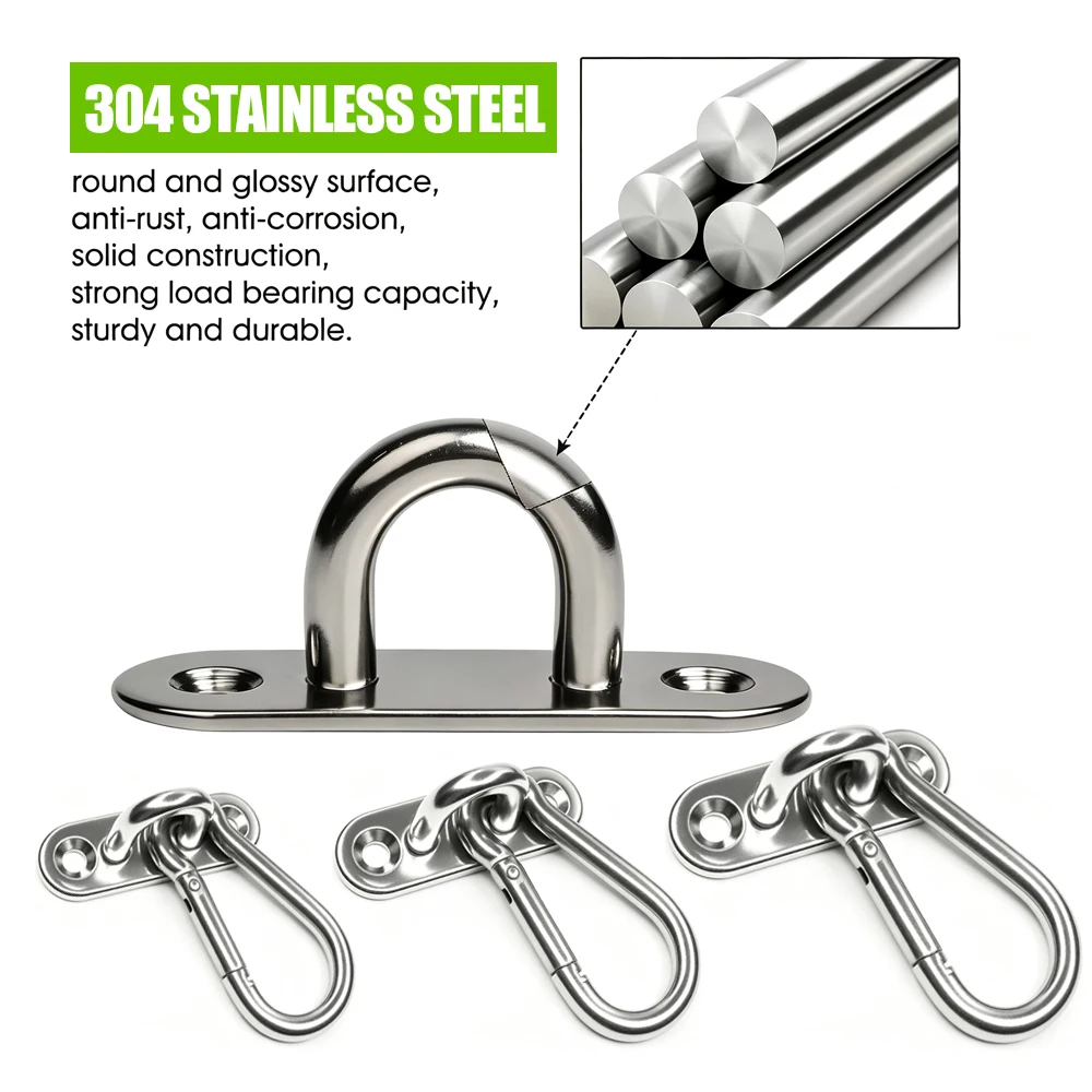 8-Pack Heavy Duty 304 Stainless Steel Hanging Hooks Wall/Ceiling Mount Rust-Resistant Shade Sail Hammock Stand & Yoga Rope Hang