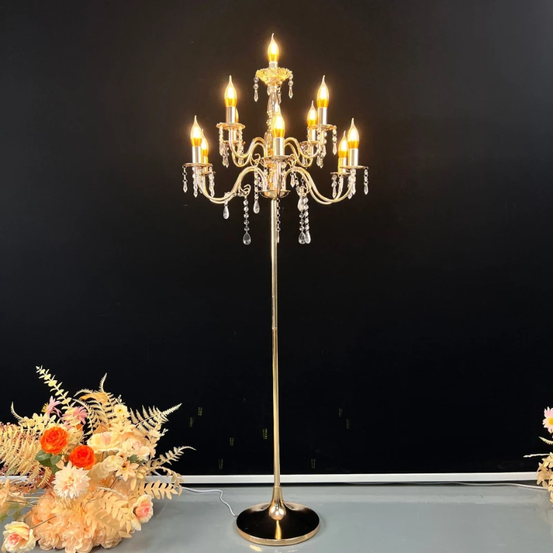 European Luxury Metal LED Floor Lamp Romantic Wedding Event Stage Decor Living Room Villa Bedroom Hotel Atmoshere Standing Light