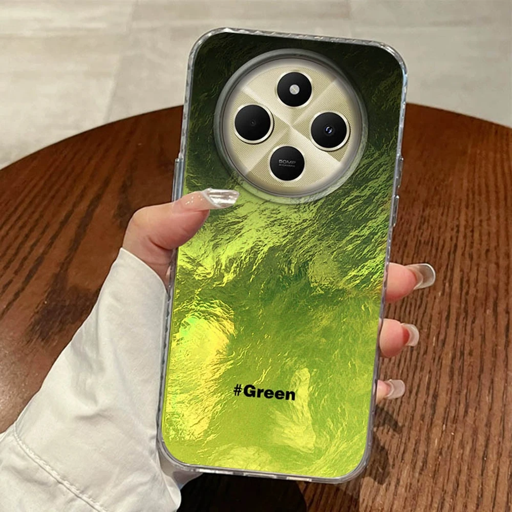 Nero Verde Sfumatura Glacier Texture Cassa Del Telefono Per Xiaomi Redmi 15C 14C 13C Nota 15 14 13 12 11 10 9 8 Pro A3 A2 A1 copertura