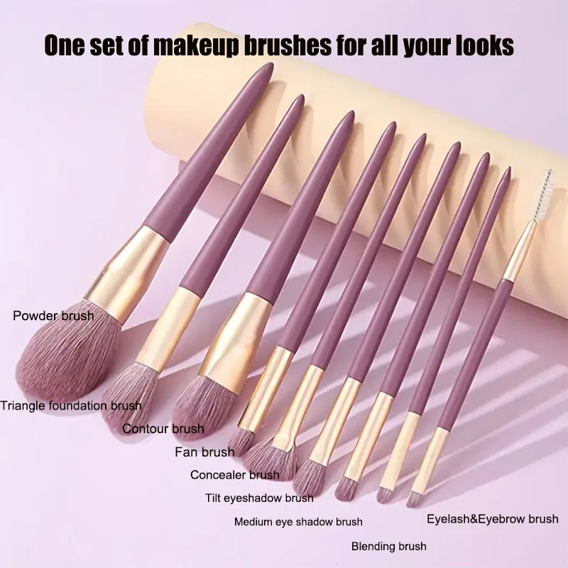 9 個のプレミアム合成メイクブラシセット、ファンデーションパウダー、コンシーラー、アイシャドウ、ブラッシュ、完全な化粧ブラシ用