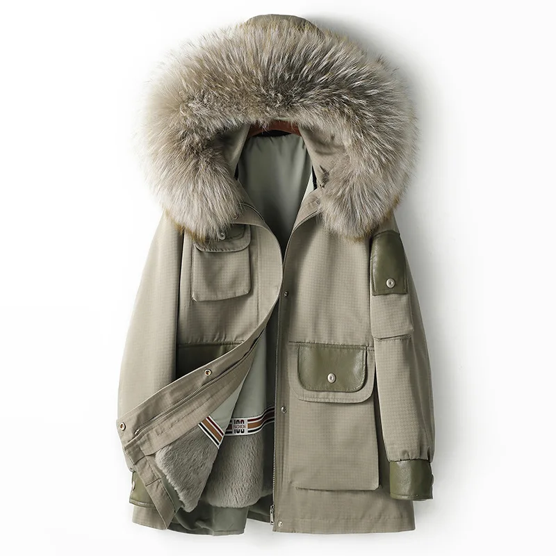 

Black Army Green Pai Overcoming Women's 2023 Winter New Rex Rabbit Fur Grass Inner Tank Detachable Short Coat Small Sub