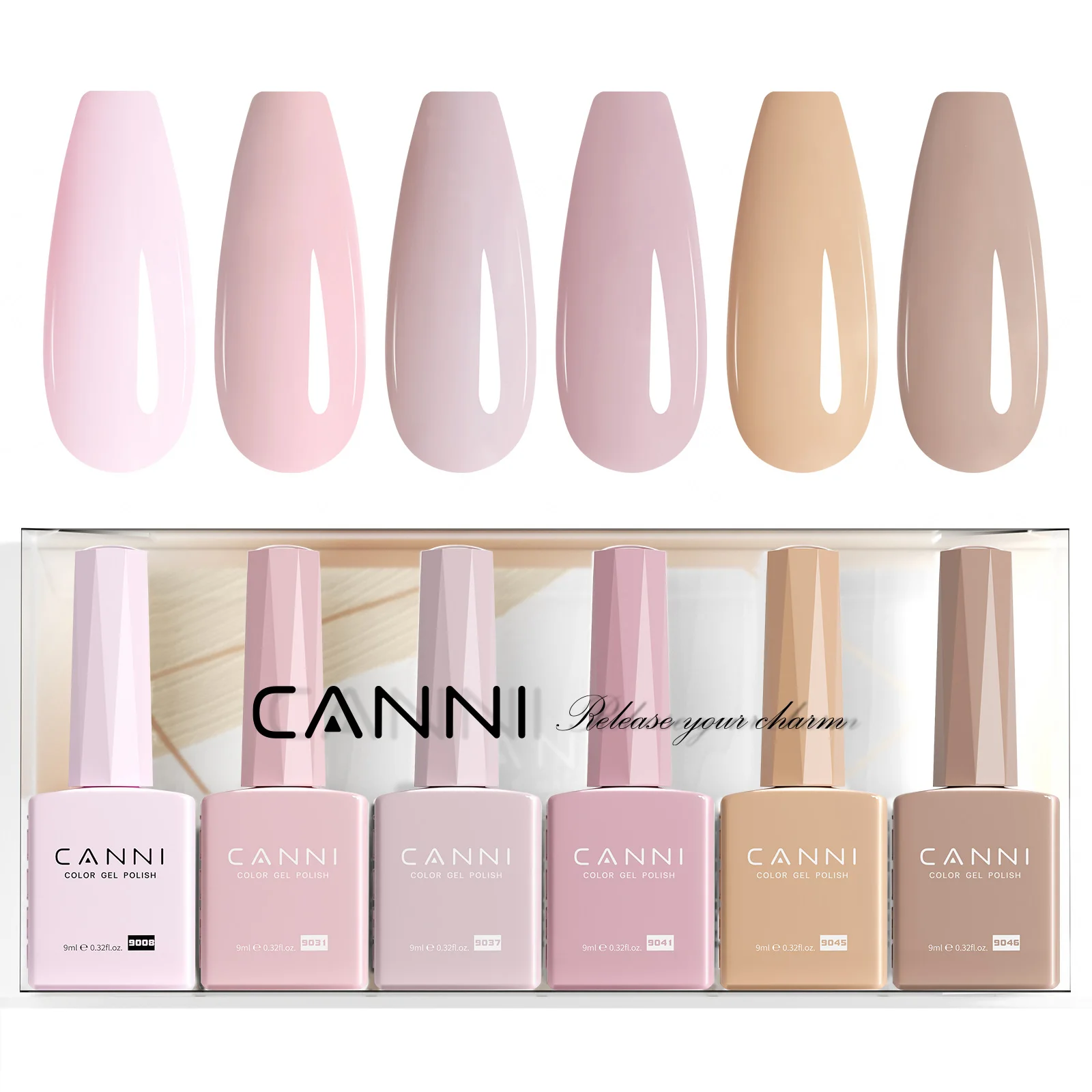 6pcs/kit CANNI TPO FREE Nail Gel Polish Set Gorgeous Natural Color Semi Permanent Soak Off UV LED Gel Manicure Set for Women 9ml