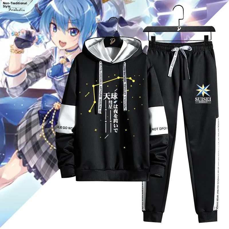 

Мужской повседневный комплект Hololive Virtual Broaast Star Street Comet: толстовка и брюки, осенне-зимний модный ансамбль