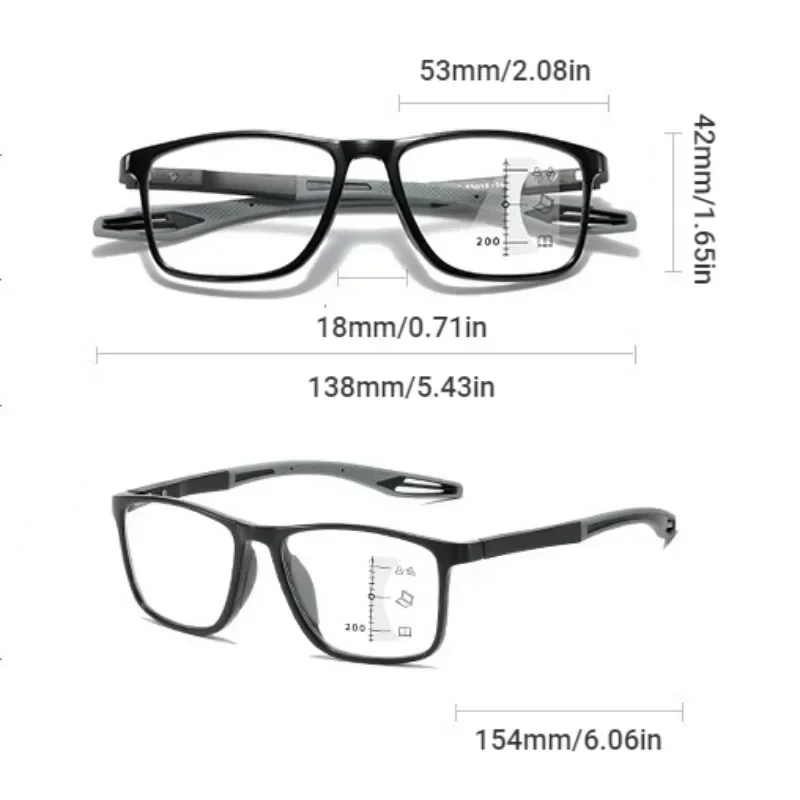 Smart Color Changing Multifocal Reading Glasses Outdoor Photochromic Eyewear for Men Women TR90 Blue Light Blocking Eyeglasses