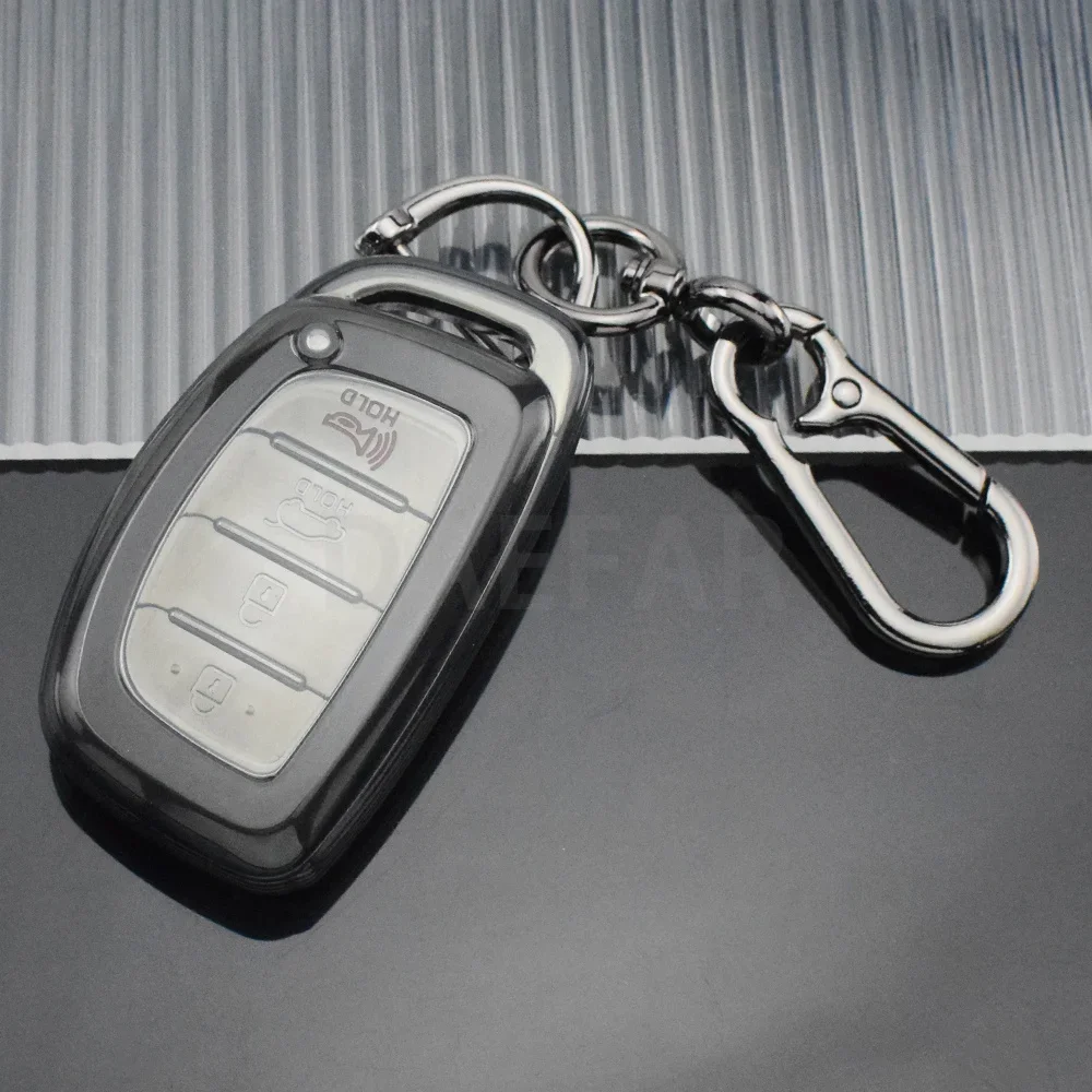 Transparent TPU Car Smart Key Case For Hyundai Tucson Santa Fe Rena Sonata Elantra Creta Ix35 Ix45 I10 I30 I40 Cover Accessories