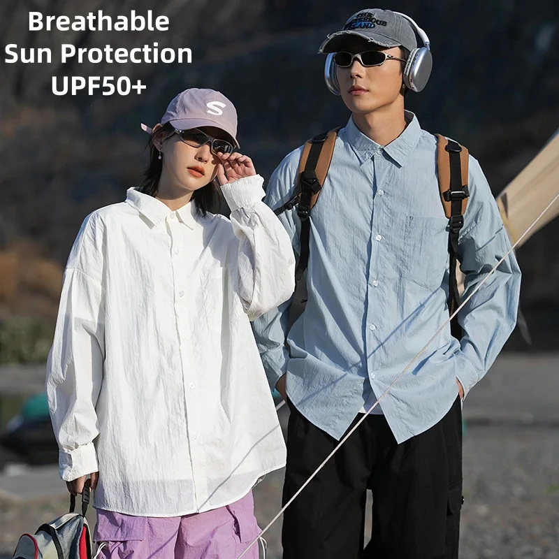 Sunscreen Men's Tulle 0 Add Ice Feeling Casual UPF50+ Couple Sunscreen Jacket Shirt Breathable Soft