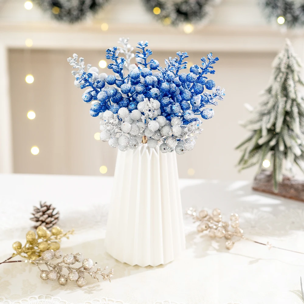 5/10 Stück 21 cm Schneewittchen Künstliche Beerenzweige Weihnachtsbaumdekoration für Weihnachtskranz Home Decor Geschenke 2026 Partyzubehör – Detail 3
