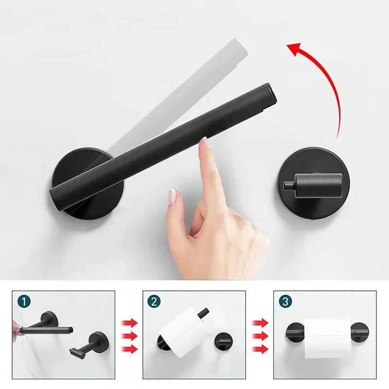 Bathroom accessories 304 stainless steel toilet paper holder round paper rack wall mounted Movable tissue holder Towel Bar