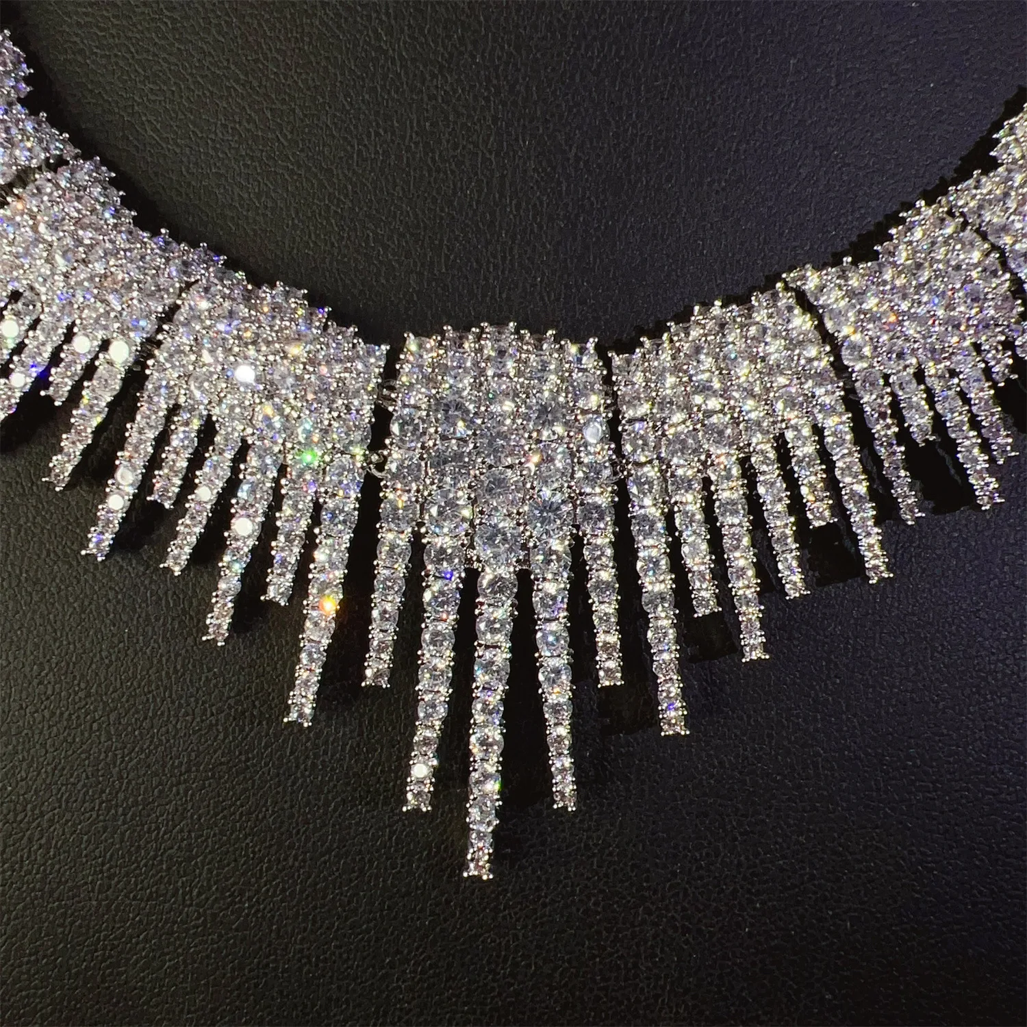 2 Pcs Set New Sparkling Full Diamonds High Quality Ladies Jewellery Necklace Earrings Daily Party Prom Wedding Bridal Gift M-422