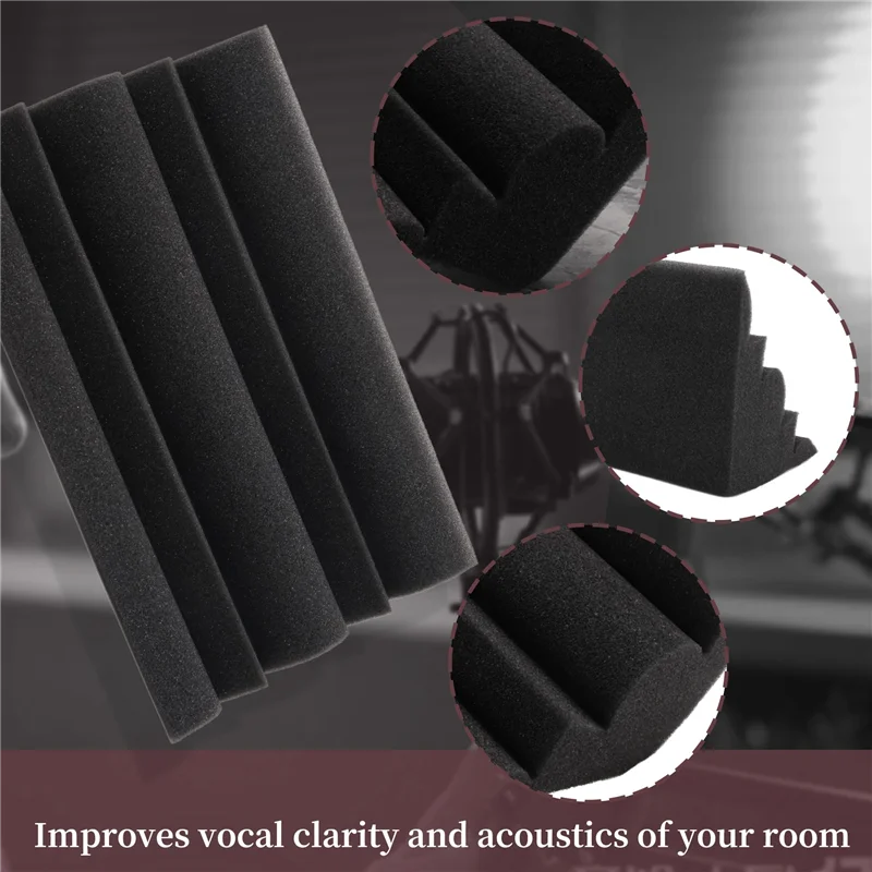 

4 Pcs Corner Bass Trap Acoustic Panel Studio Sound Absorption Foam 12X12x24cm CNIM Hot