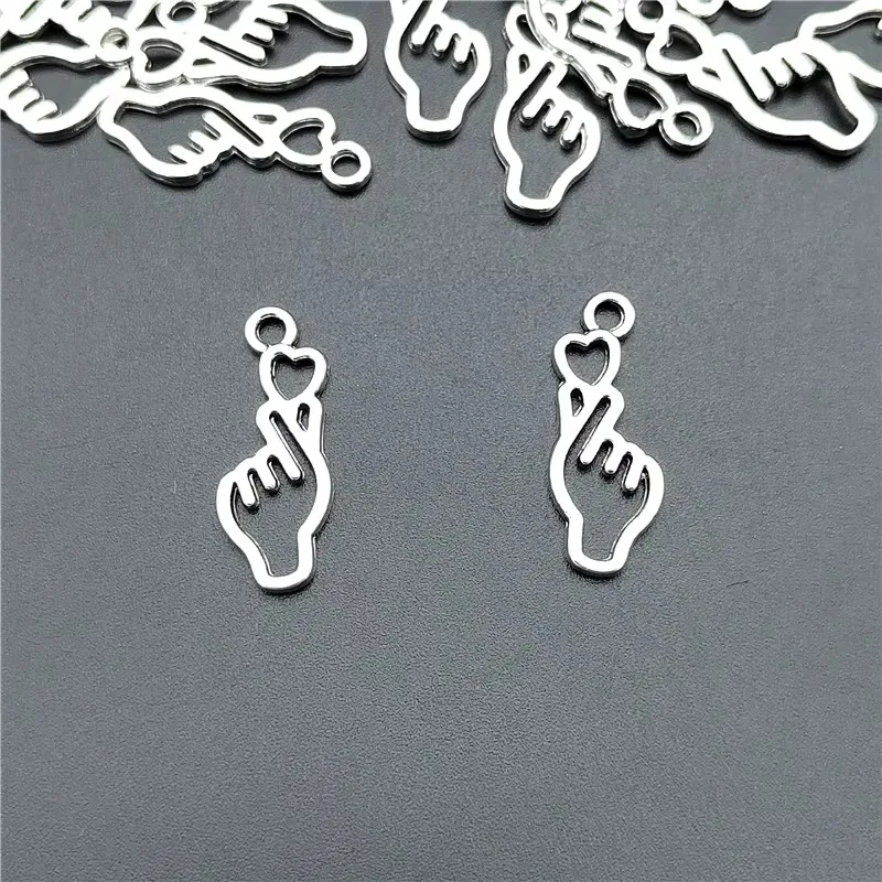 Finger Heart Diy Jewelry Charms Beads Borahae I Purple You Necklace Decorative Pendant Gesture Hanging Ornament Love Kpop Hallyu