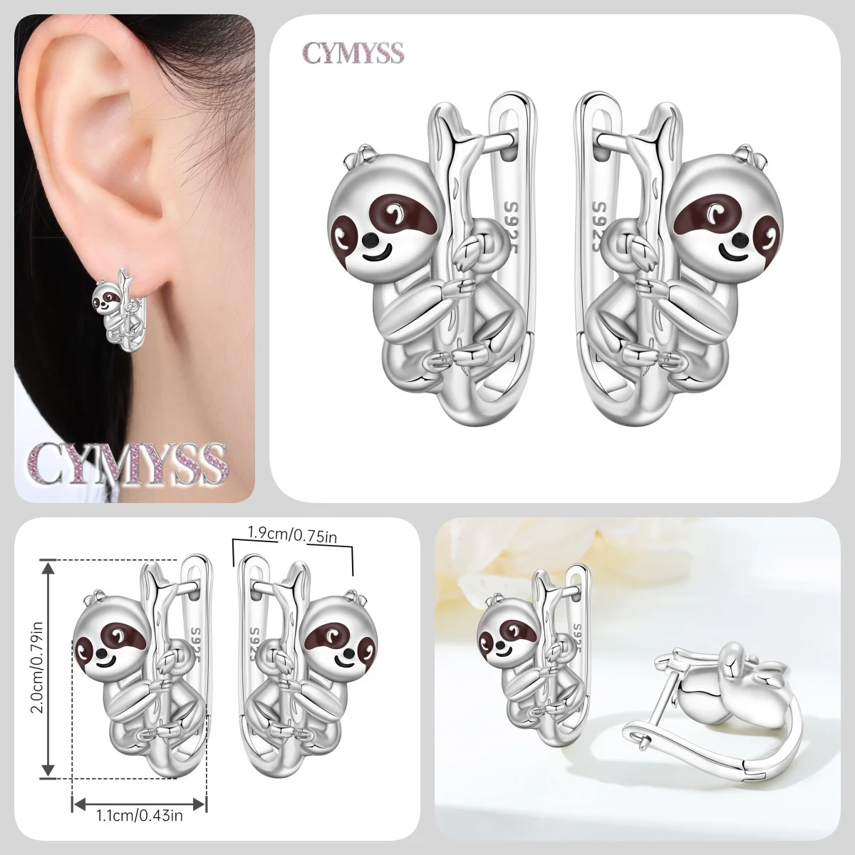 2026 NEU Original Einfache 925 Sterling Silber Niedliche Schlafende Katze Creolen für Damen Mode Feiner Schmuck Geburtstagsgeschenke – Detail 33