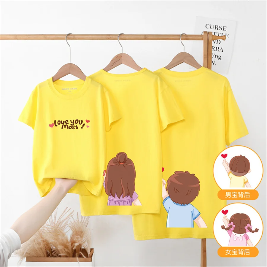 Family Look Mommy and Me Clothes Matching Summer  Family Clothing Mother Daughter Son Father Kids T-shirt