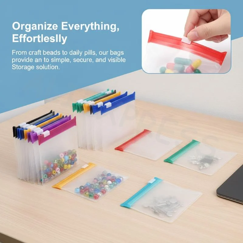 7 Colors 7 Pcs Self Sealing Reusable Pill Pouch Bags Zippered Translucent Waterproof for Travel Medication Carry