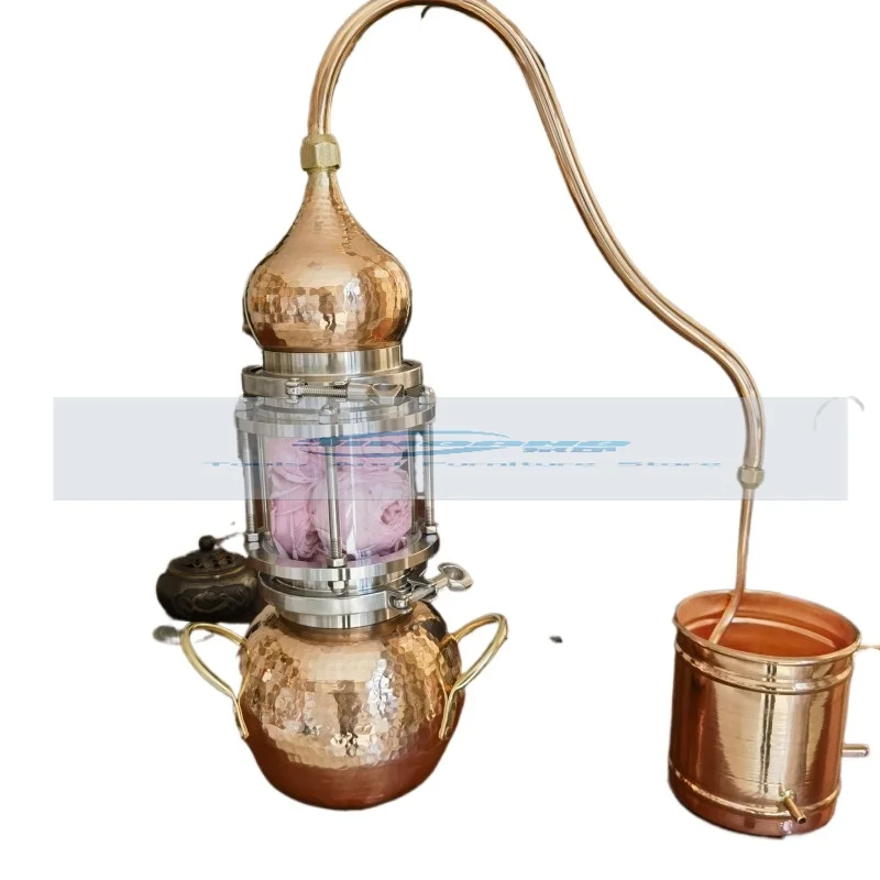 Pure Copper Still, Household Small Ancient Method Pure Dew Machine, Liquor Steaming and Perspective Distillation Equipment