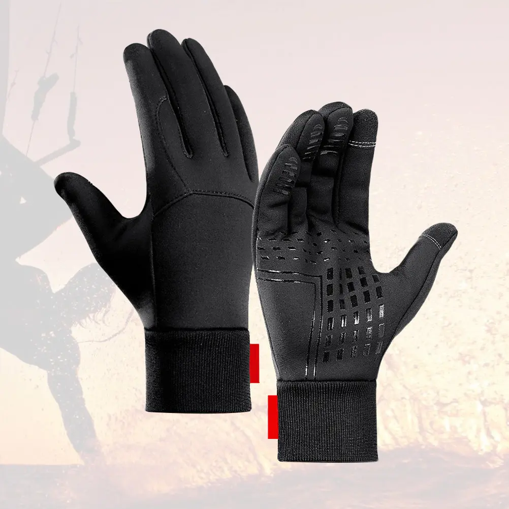 

1 пара черных лыжных перчаток с сенсорным экраном, водонепроницаемые, ветрозащитные, теплые, для езды на велосипеде, пешего туризма, кемпинга, нескользящие зимние перчатки, размер M
