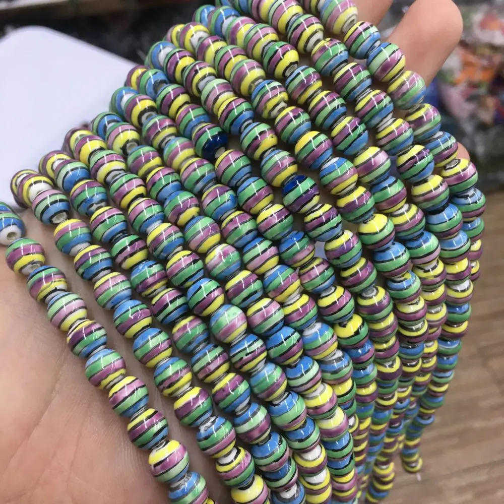 20pcs Wholesale Glass Rainbow Round Lampwork Glass Loose Beads Cute For Jewelry Making DIY Bracelet Necklace Craft Accessroeis