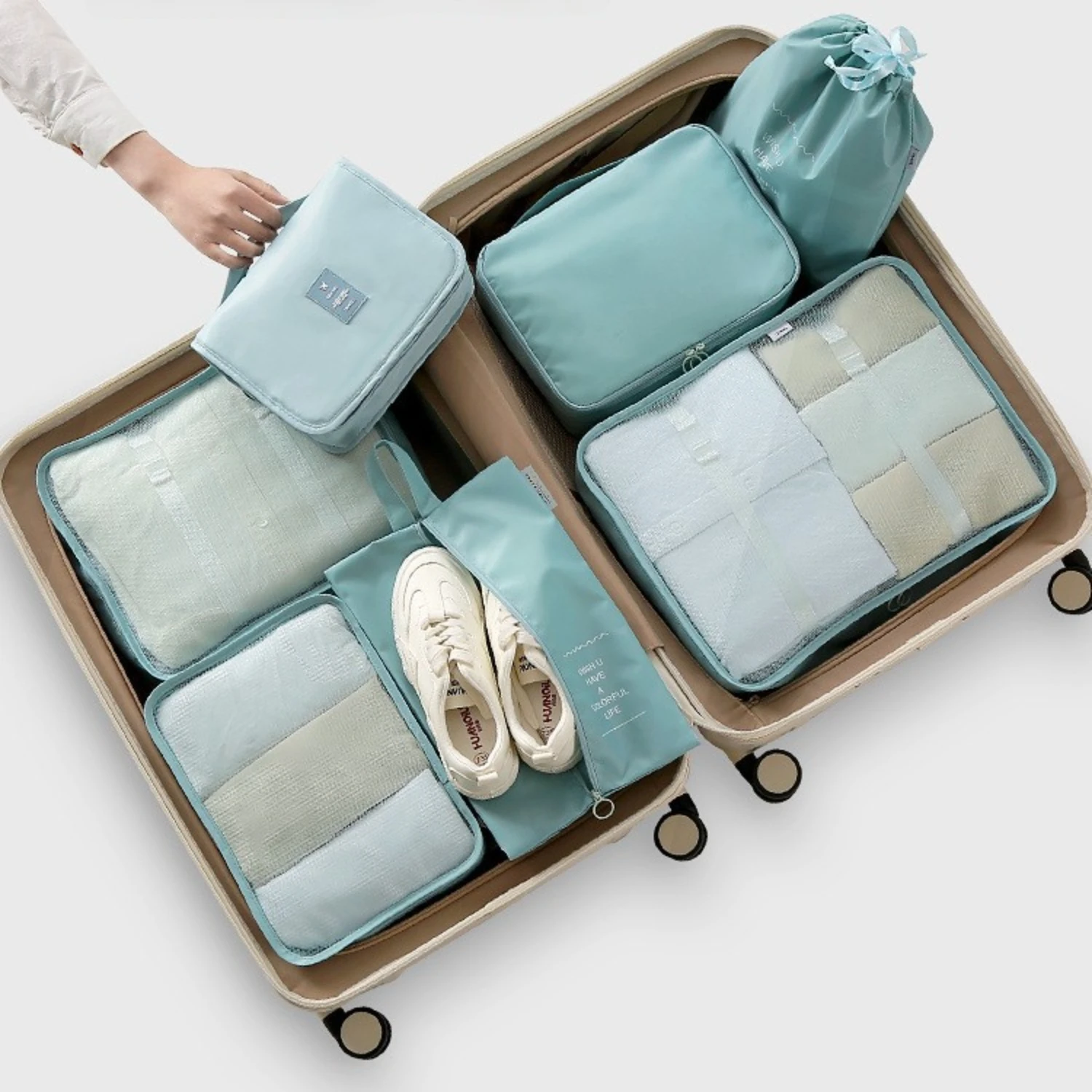 6 Teile/satz Rosa/Blau/Grau Reise Aufbewahrungstasche Große Kapazität Wasserdichte Gepäck Kleidung Unterwäsche Aufbewahrungstasche Tasche mit Reißverschluss