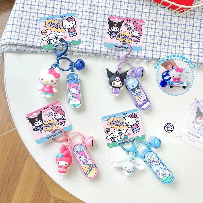 Cute Couple Pendant Genuine Sports Time Series Skateboard Anime Figure Keychain for Car Key School Bag