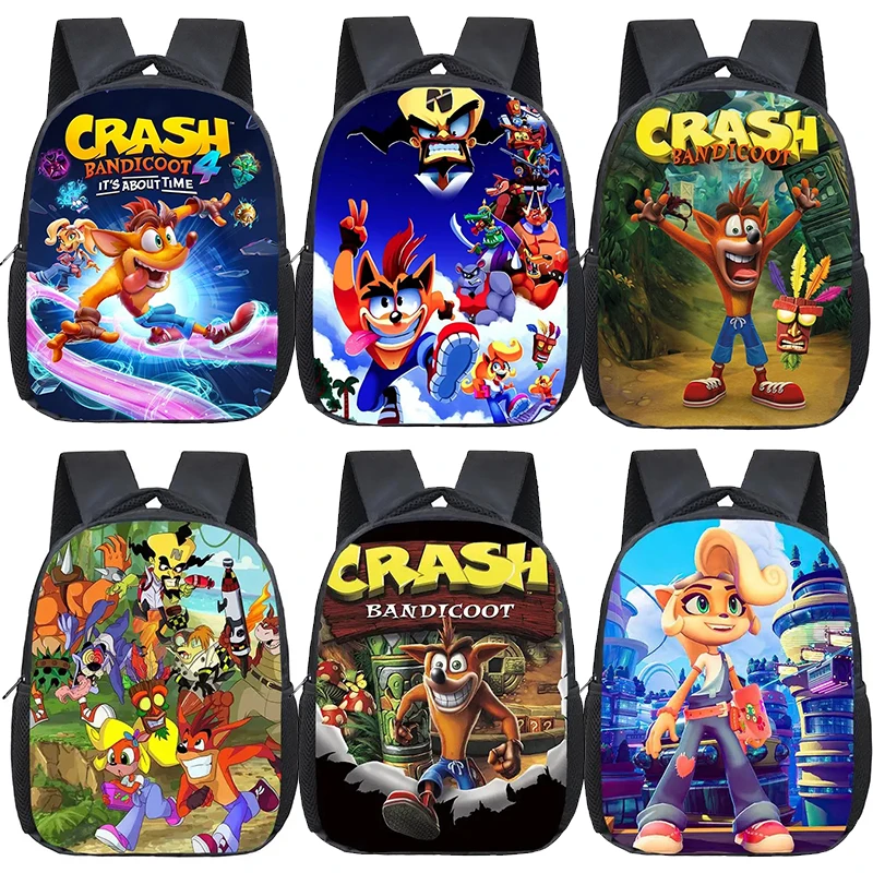 12 inch Game Crash Bandicoot Kindergarten Infantile Small Backpack for Kids Baby Cartoon School Bags Children Gift