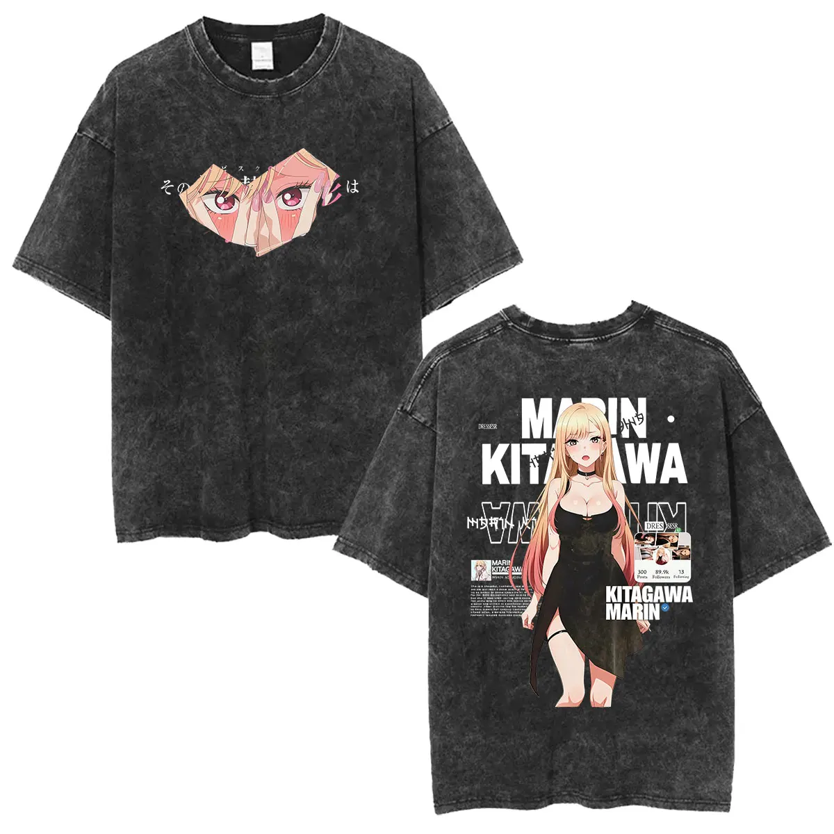 Anime Marin Kitagawa My Dress Up Darling Vintage Washed T-Shirts für Männer und Frauen, Sommermode, Kawaii-Kleidung, kurzärmeliges T-Shirt – Detail 3