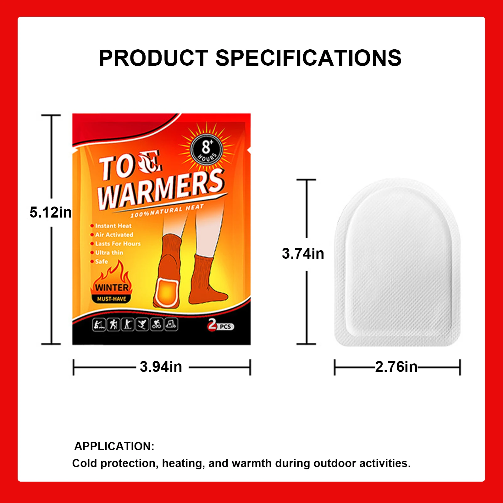 20 زوجًا من أجهزة تدفئة القدمين للاستعمال مرة واحدة حتى 8 ساعات من حزمة الحرارة بسهولة مع لاصق للأنشطة الرياضية للعمل في الهواء الطلق
