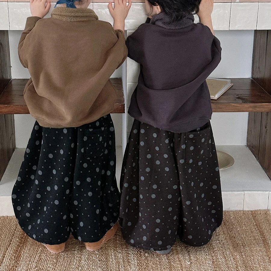 Pants 2026 Autumn and Winter New Children's Clothing Korean Style Boys and Girls Thickened One Velvet Polka Dot Bloomers