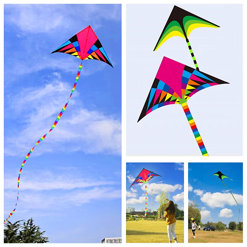 free shipping large delta kite for kids kite nylon toys flying kites rainbow kite line professional kite power kite toy sports