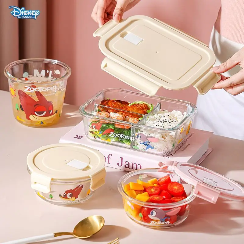 

Disney Zootopia Glass Lunch Box Fox Nick Fresh Bowl Portable Office Lunch Bento Box Lunch Bowl Microwaveable