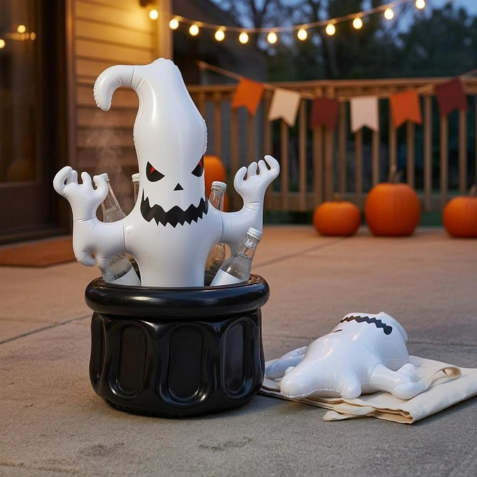 Inflatable Ghost Ice Container Leak-Proof Halloween Ghost Container PVC Drink Cooler Large Capacity Party Decor Easy to Inflate