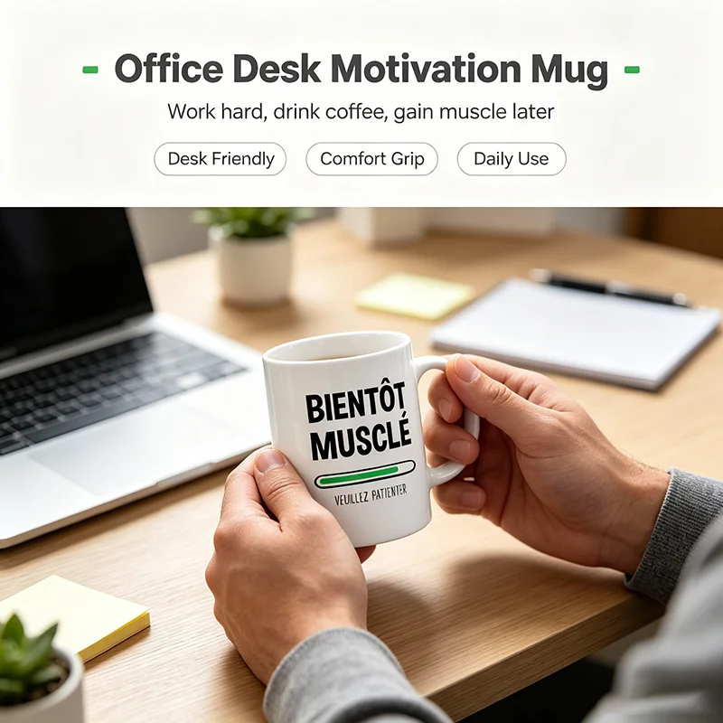 Café-Croissant  Humour Soon Muscled Please Wait – Funny Christmas Gift Man Teenager Boy 18 Years Brother Friend Birthday Cup